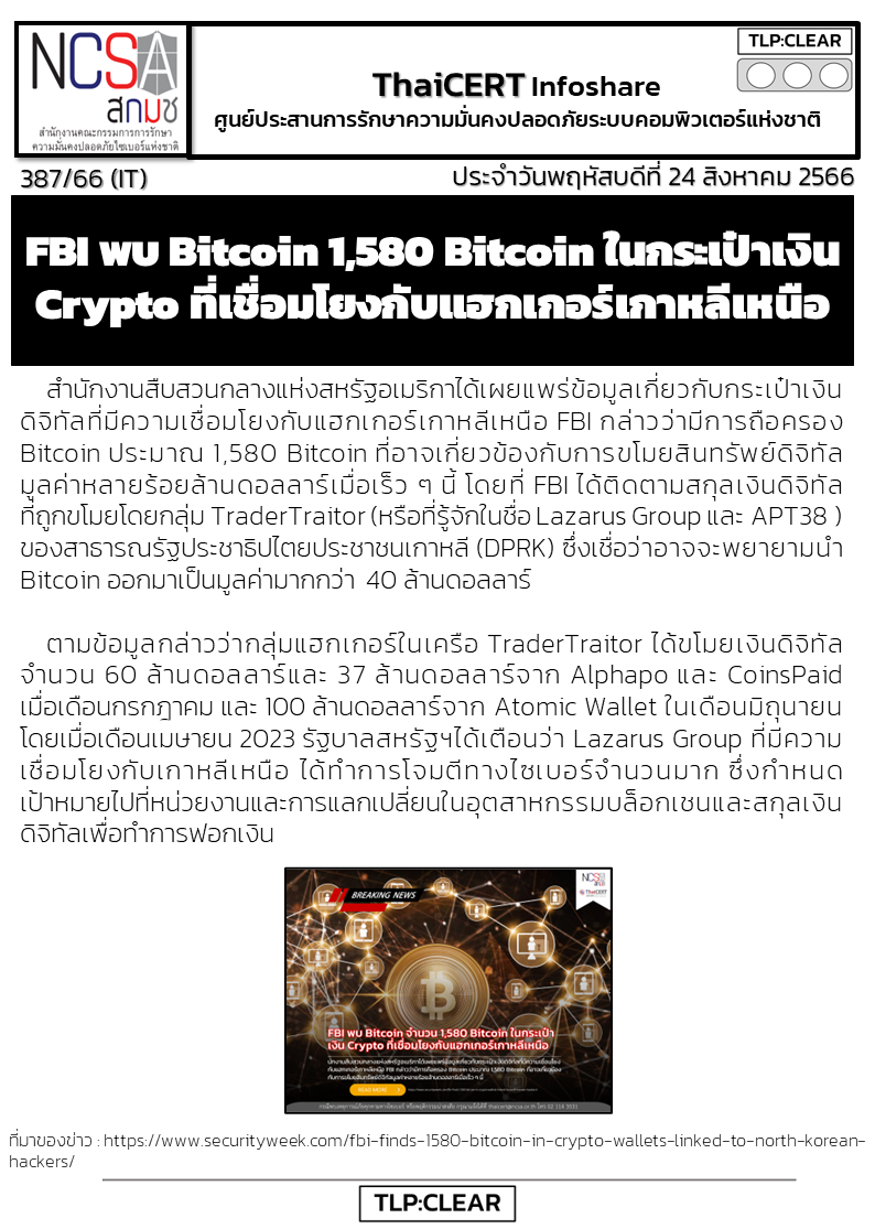 FBI พบ Bitcoin 1,580 Bitcoin ในกระเป๋าเงิน Crypto ที่เชื่อมโยงก.png