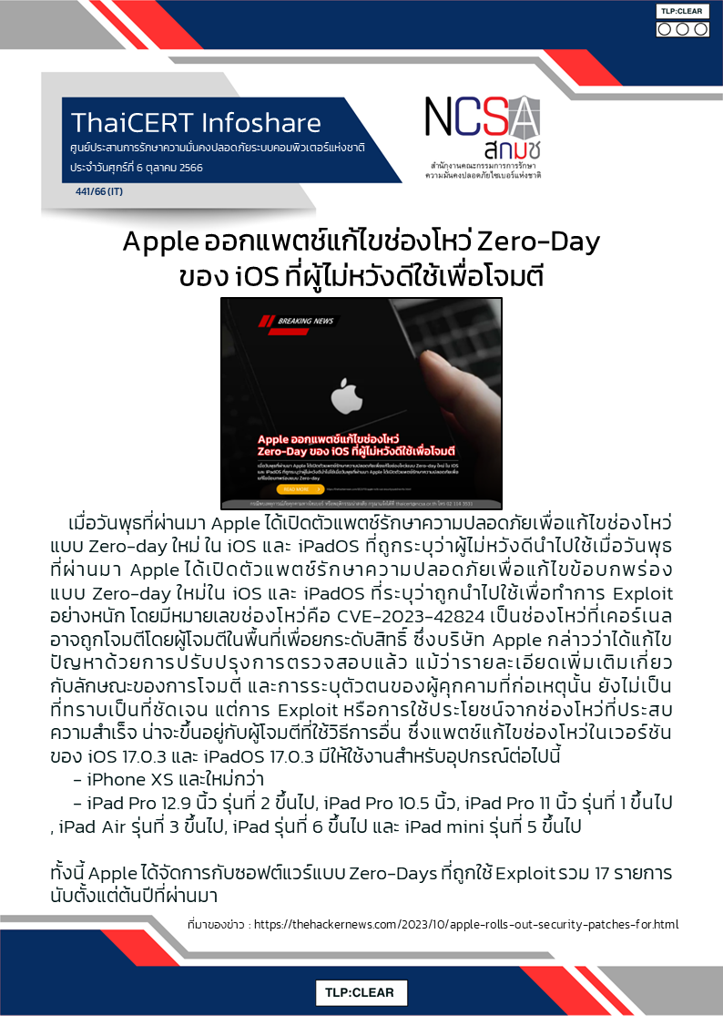 Apple ออกแพตช์แก้ไขช่องโหว่ Zero-Day ของ iOS ที่ผู้ไม.png