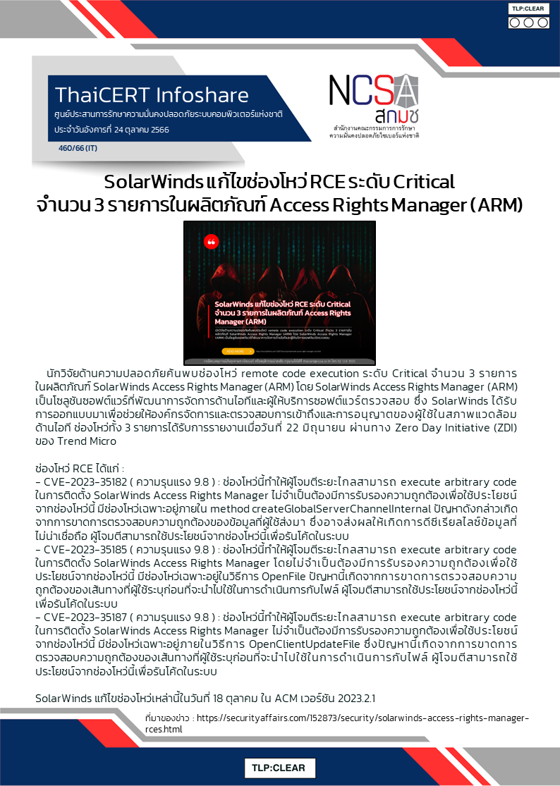 SolarWinds แก้ไขช่องโหว่ RCE ระดับ Critical จำนวน 3 รายการใ.png