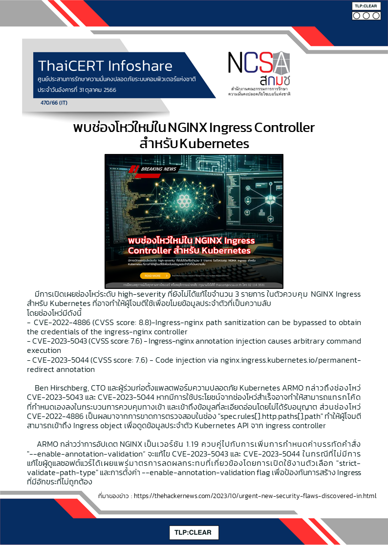พบช่องโหว่ใหม่ใน NGINX Ingress Controller สำหรับ Kubernetes.png