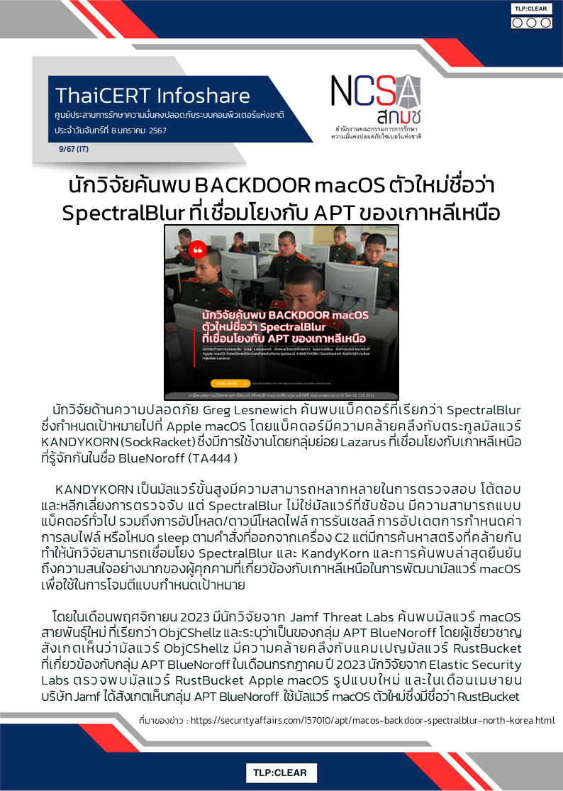 นักวิจัยค้นพบ BACKDOOR macOS ตัวใหม่ชื่อว่า SpectralBlur ที.png