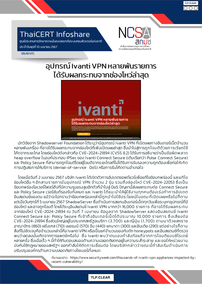 อุปกรณ์ Ivanti VPN หลายพันรายการได้รับผลกระทบจา.png