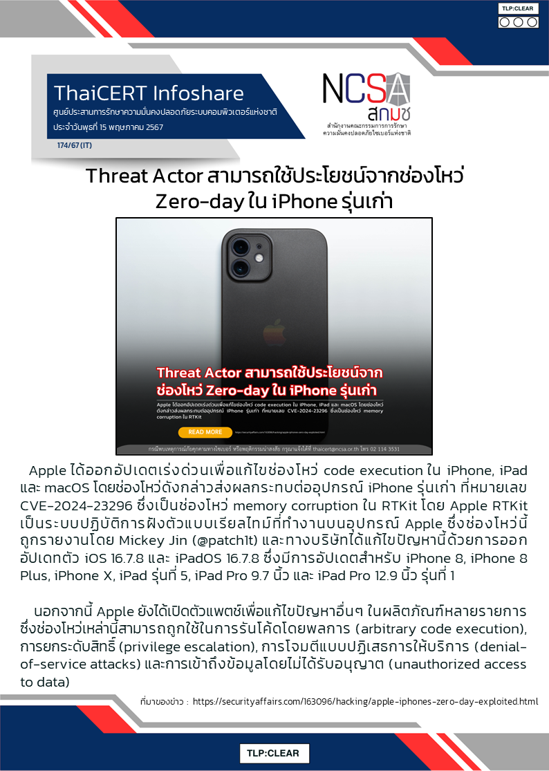 Threat Actor สามารถใช้ประโยชน์จากช่องโหว่ Zero-day ใน iPhon.png
