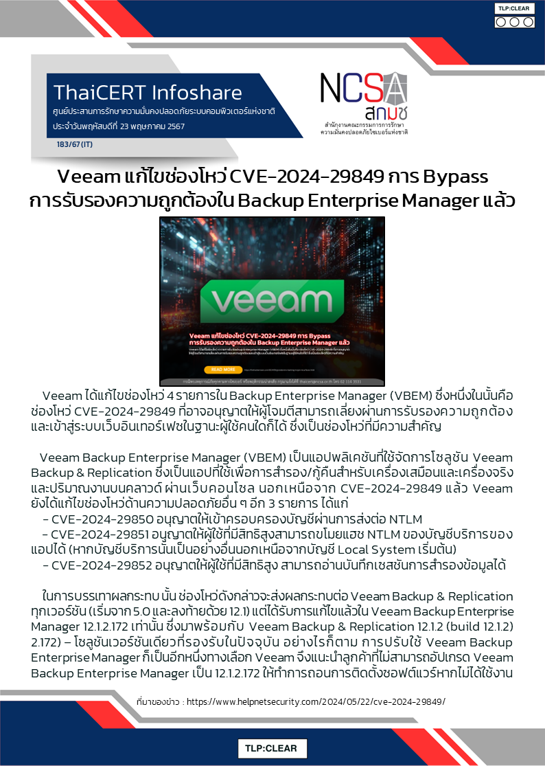 Veeam แก้ไขช่องโหว่ CVE-2024-29849 การ Bypass การรับรองความ.png