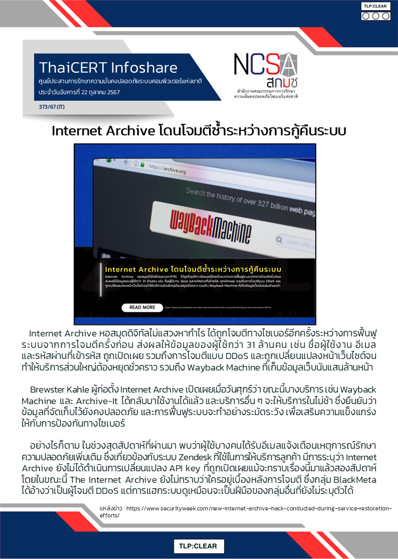 Internet Archive โดนโจมตีซ้ำระหว่างการกู้คืนระบบ.png