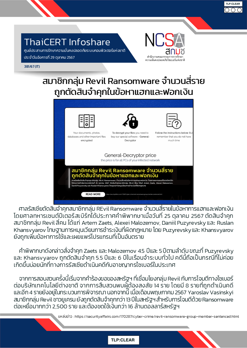 สมาชิกกลุ่ม Revil Ransomware จำนวนสี่รายถูกตัดสินจำ.png