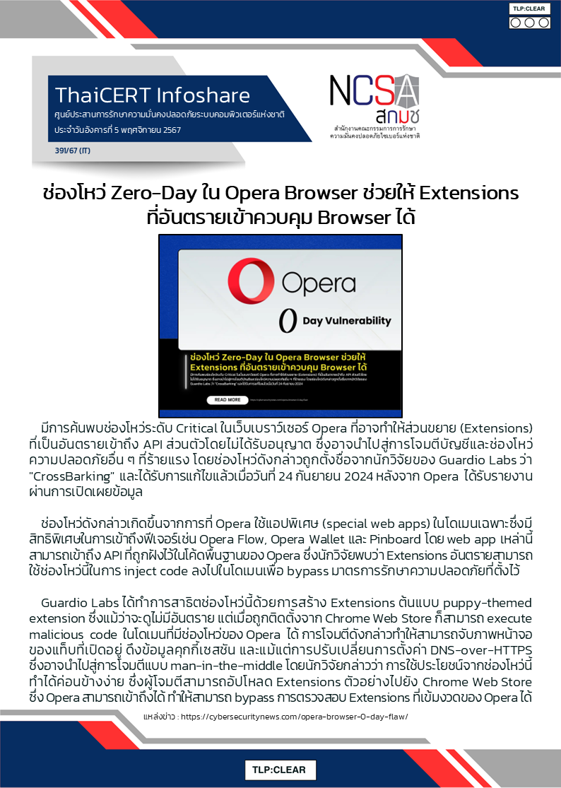 ช่องโหว่ Zero-Day ใน Opera Browser ช่วยให้ Extensions ที่อันตราย.png