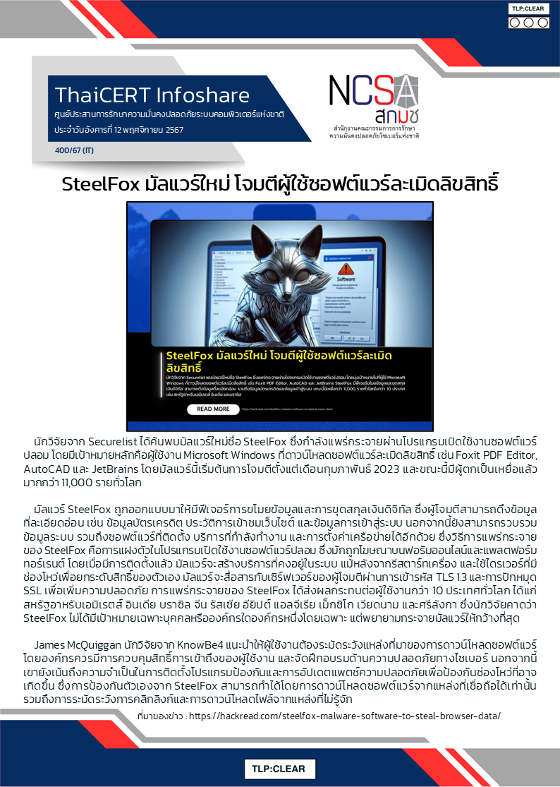 SteelFox มัลแวร์ใหม่ โจมตีผู้ใช้ซอฟต์แวร์ละเมิ.png