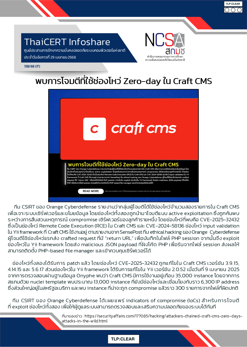 พบการโจมตีที่ใช้ช่องโหว่ Zero-day ใน Craft CMS .png