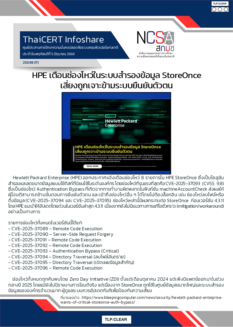 HPE เตือนช่องโหว่ในระบบสำรองข้อมูล StoreOnce เสี่.png