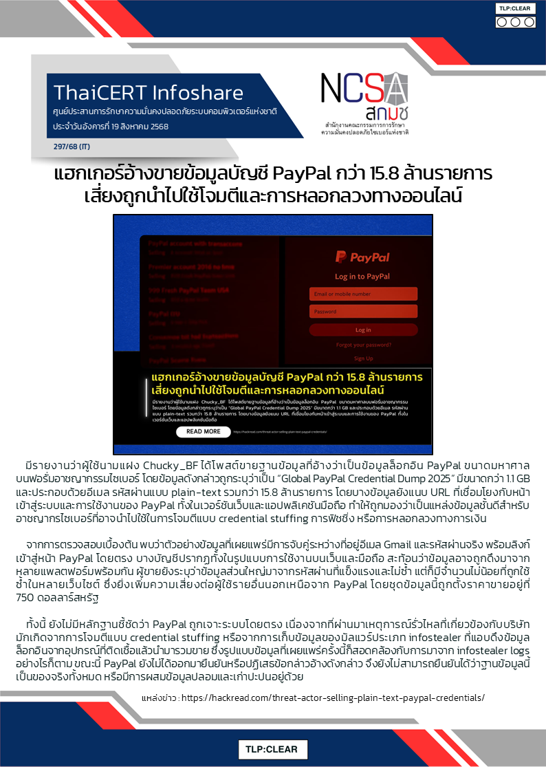 แฮกเกอร์อ้างขายข้อมูลบัญชี PayPal กว่า 15.8 ล้านร.png