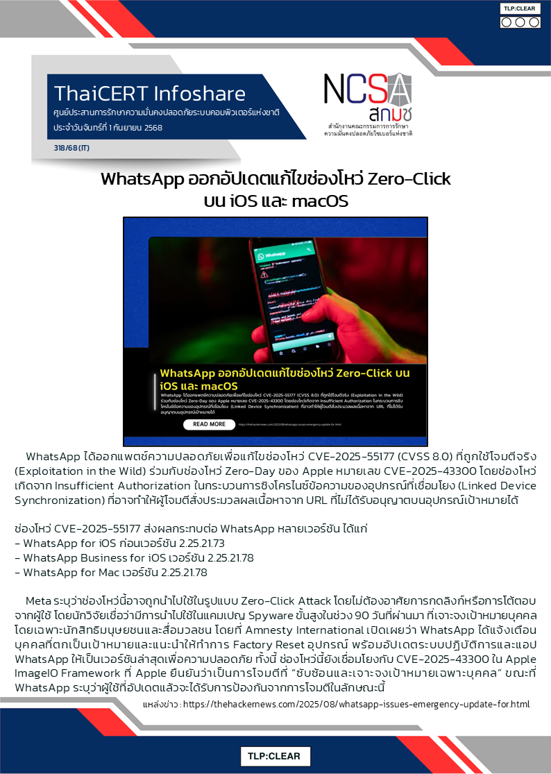 WhatsApp ออกอัปเดตแก้ไขช่องโหว่ Zero-Click บน iOS และ macOS.png