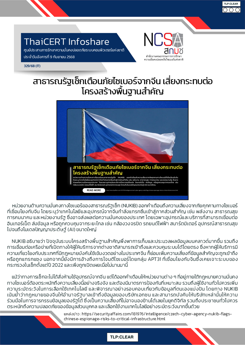 สาธารณรัฐเช็กเตือนภัยไซเบอร์จากจีน เสี่ย.png