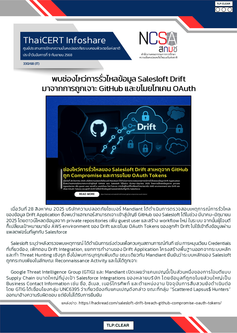 พบช่องโหว่การรั่วไหลข้อมูล Salesloft Drift มาจากการ.png