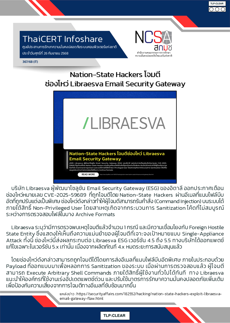 Nation-State Hackers โจมตีช่องโหว่ Libraesva Email Security Gateway.png