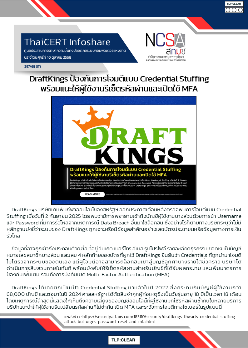 DraftKings ป้องกันการโจมตีแบบ Credential Stuffing พร้อมแนะให้.png