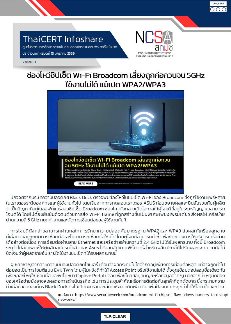 ช่องโหว่ชิปเซ็ต Wi-Fi Broadcom เสี่ยงถูกก่อกวนจน 5GHz .png