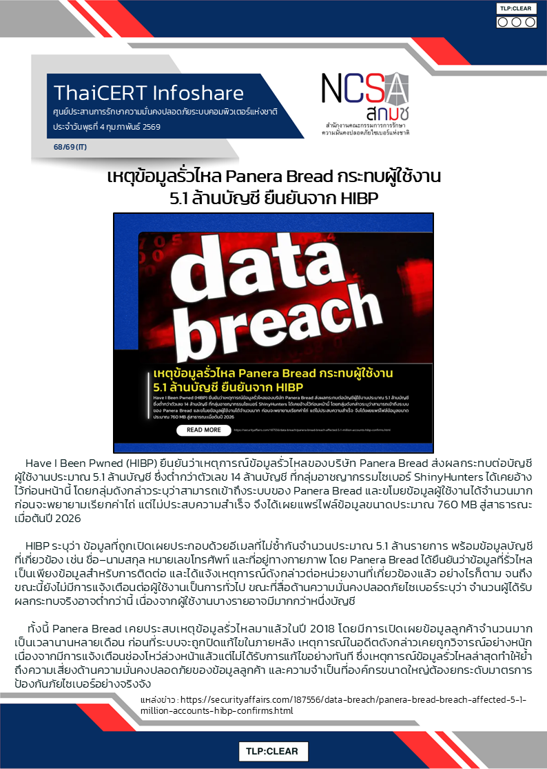 เหตุข้อมูลรั่วไหล Panera Bread กระทบผู้ใช้งาน 5.1 ล้.png