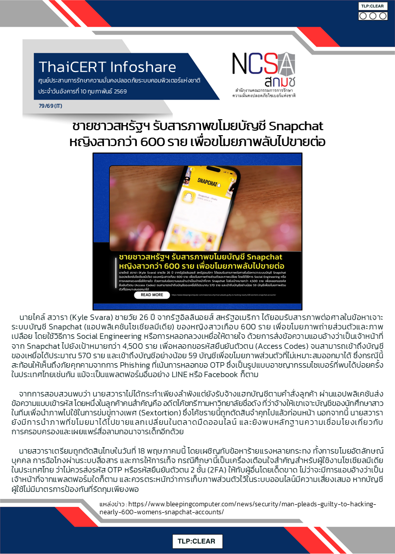 ชายชาวสหรัฐฯ รับสารภาพขโมยบัญชี Snapchat หญิงสา.png