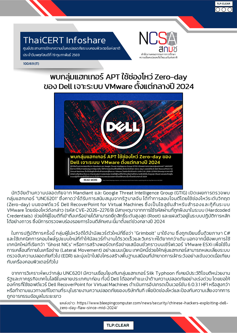 พบกลุ่มแฮกเกอร์ APT ใช้ช่องโหว่ Zero-day ของ Dell เจา.png