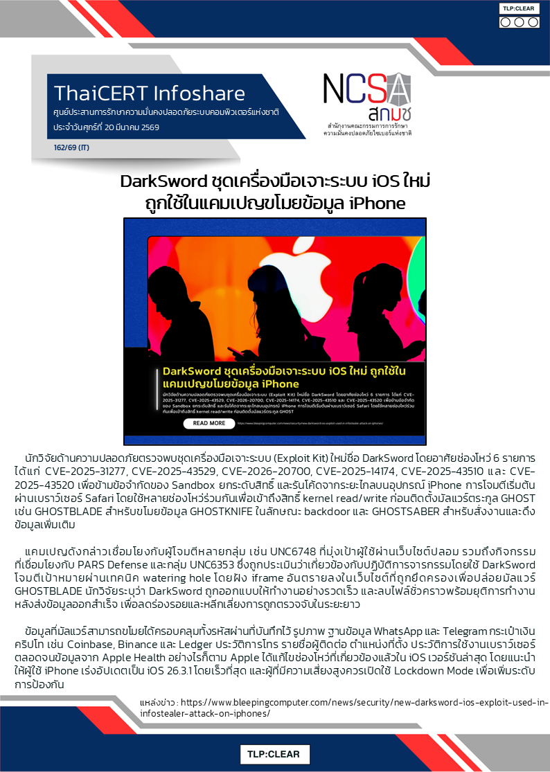 DarkSword ชุดเครื่องมือเจาะระบบ iOS ใหม่ ถูกใช้ในแ.png