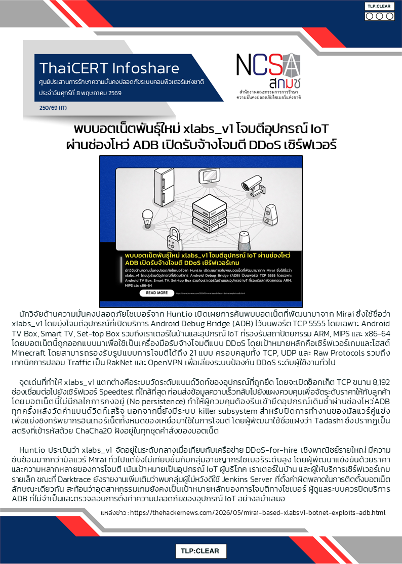 พบบอตเน็ตพันธุ์ใหม่ xlabs_v1 โจมตีอุปกรณ์ IoT ผ่า.png