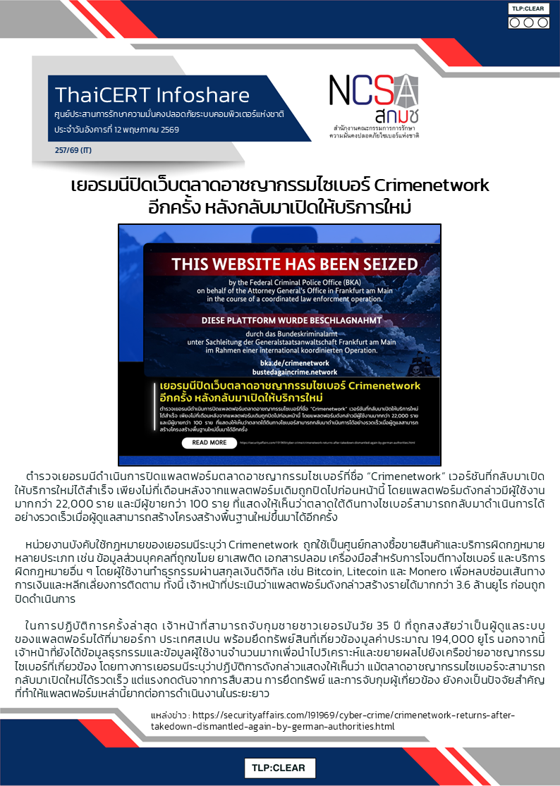 เยอรมนีปิดเว็บตลาดอาชญากรรมไซเบอร์ Crimenetwork อ.png