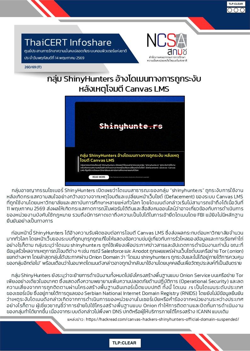 กลุ่ม ShinyHunters อ้างโดเมนทางการถูกระงับ หลังเห.jpg