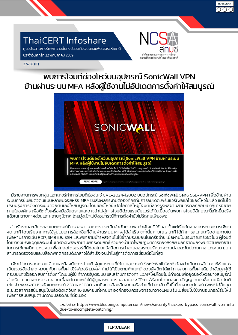 พบการโจมตีช่องโหว่บนอุปกรณ์ SonicWall VPN ข้ามผ่า.png