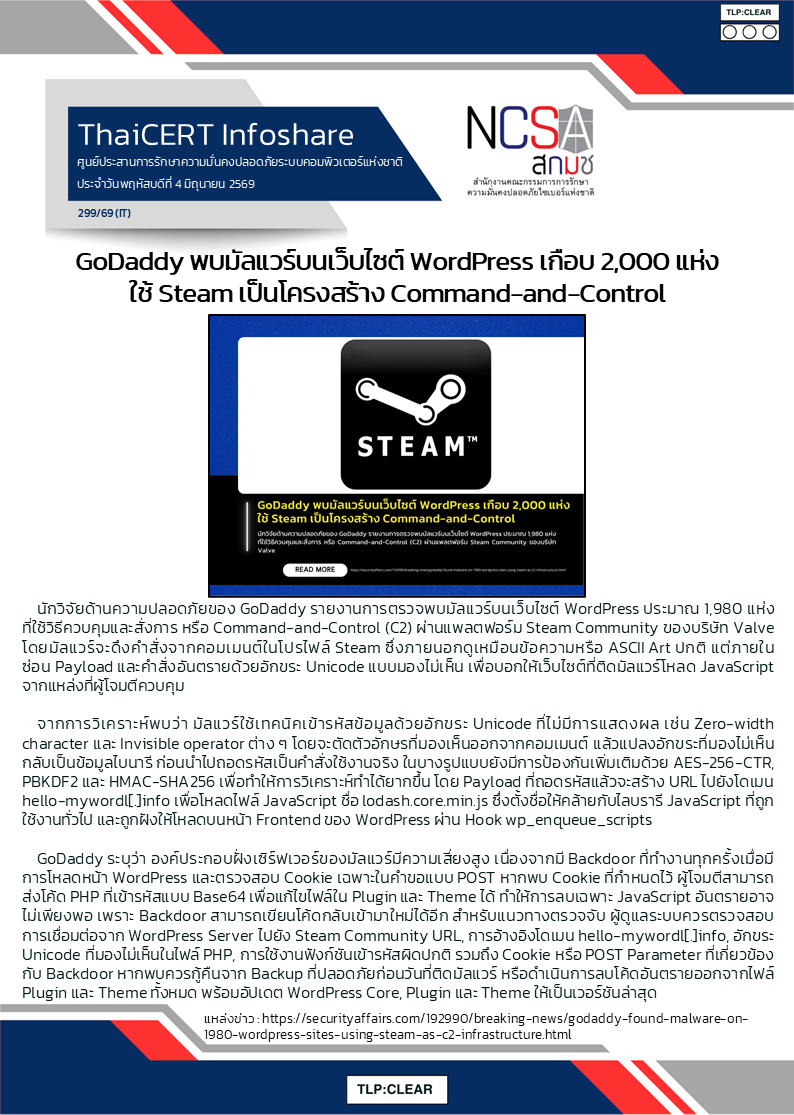 GoDaddy พบมัลแวร์บนเว็บไซต์ WordPress เกือบ 2,000 แห่ง ใช.png