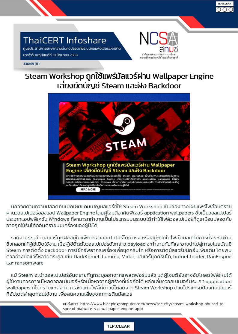 Steam Workshop ถูกใช้แพร่มัลแวร์ผ่าน Wallpaper Engine เสี่ยงย_0.png