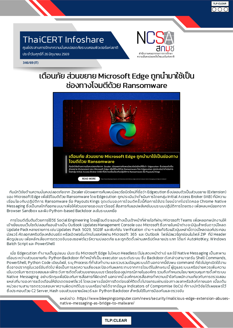 เตือนภัย ส่วนขยาย Microsoft Edge ถูกนำมาใช้เป็นช่อง.png