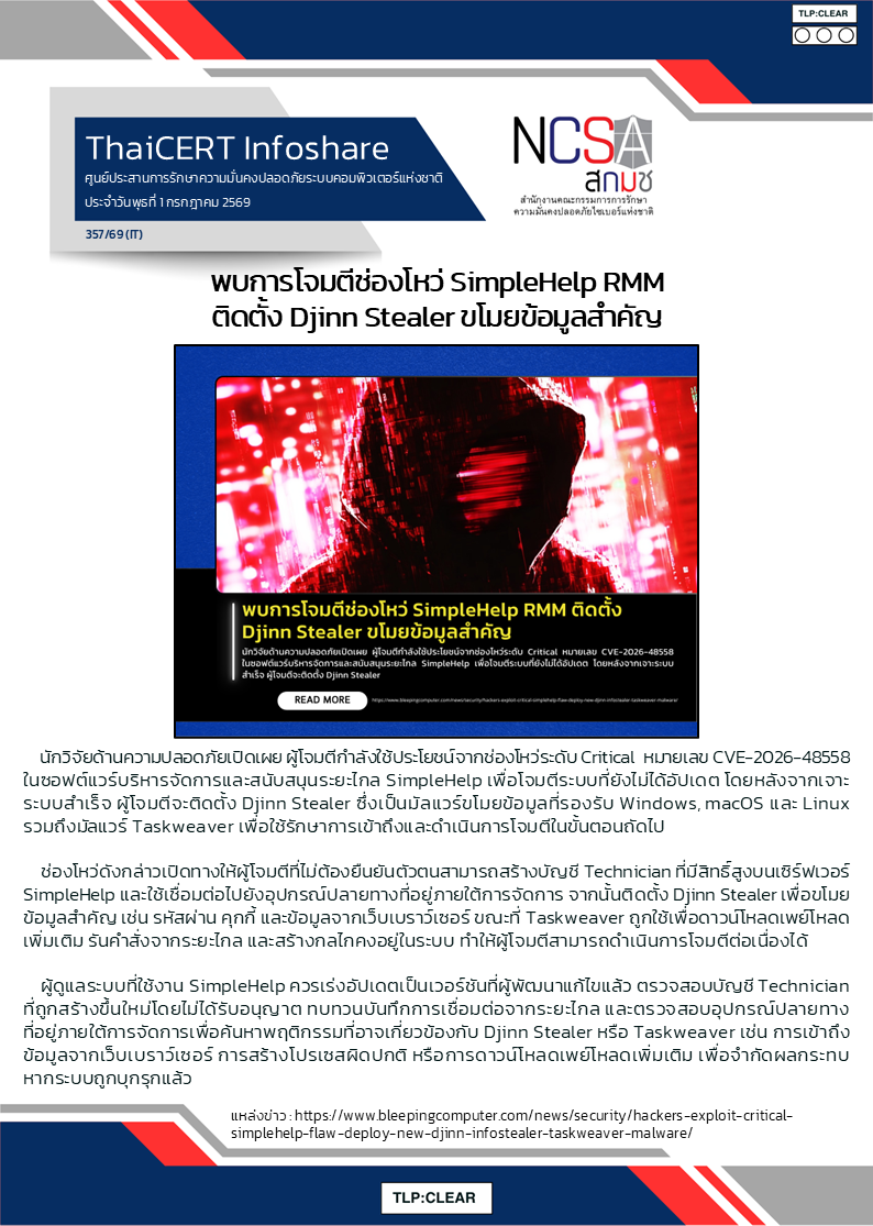 พบการโจมตีช่องโหว่ SimpleHelp RMM ติดตั้ง Djinn Stealer ขโมย.png