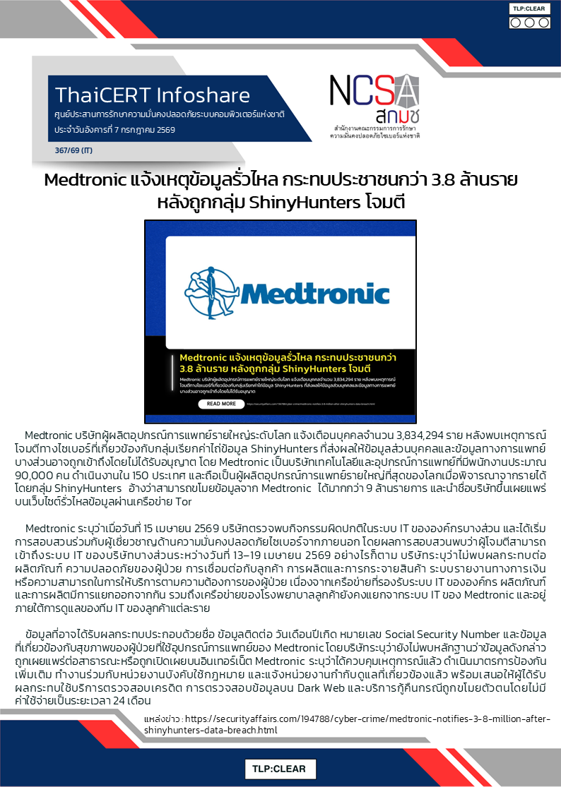 Medtronic แจ้งเหตุข้อมูลรั่วไหล กระทบประชาชนกว่.png