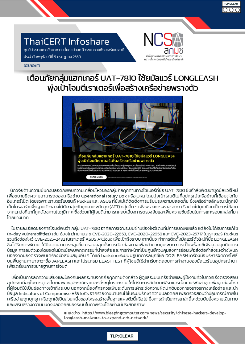 เตือนภัยกลุ่มแฮกเกอร์ UAT-7810 ใช้ยมัลแวร์ LONGLEASH .png