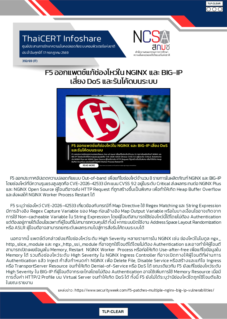 F5 ออกแพตช์แก้ช่องโหว่ใน NGINX และ BIG-IP เสี่ยง DoS แล.png