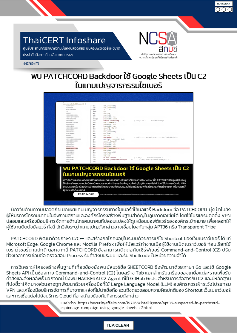 พบ PATCHCORD Backdoor ใช้ Google Sheets เป็น C2 ในแคมเปญจารกรรมไซ.png