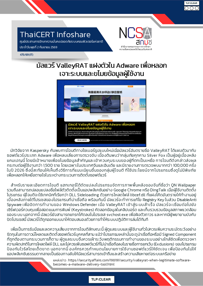 มัลแวร์ ValleyRAT แฝงตัวใน Adware เพื่อหลอกเจาะระบบแ.png