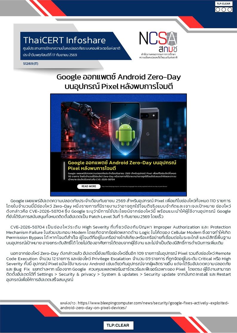 Google ออกแพตช์ Android Zero-Day บนอุปกรณ์ Pixel หลังพบการโจม.jpg