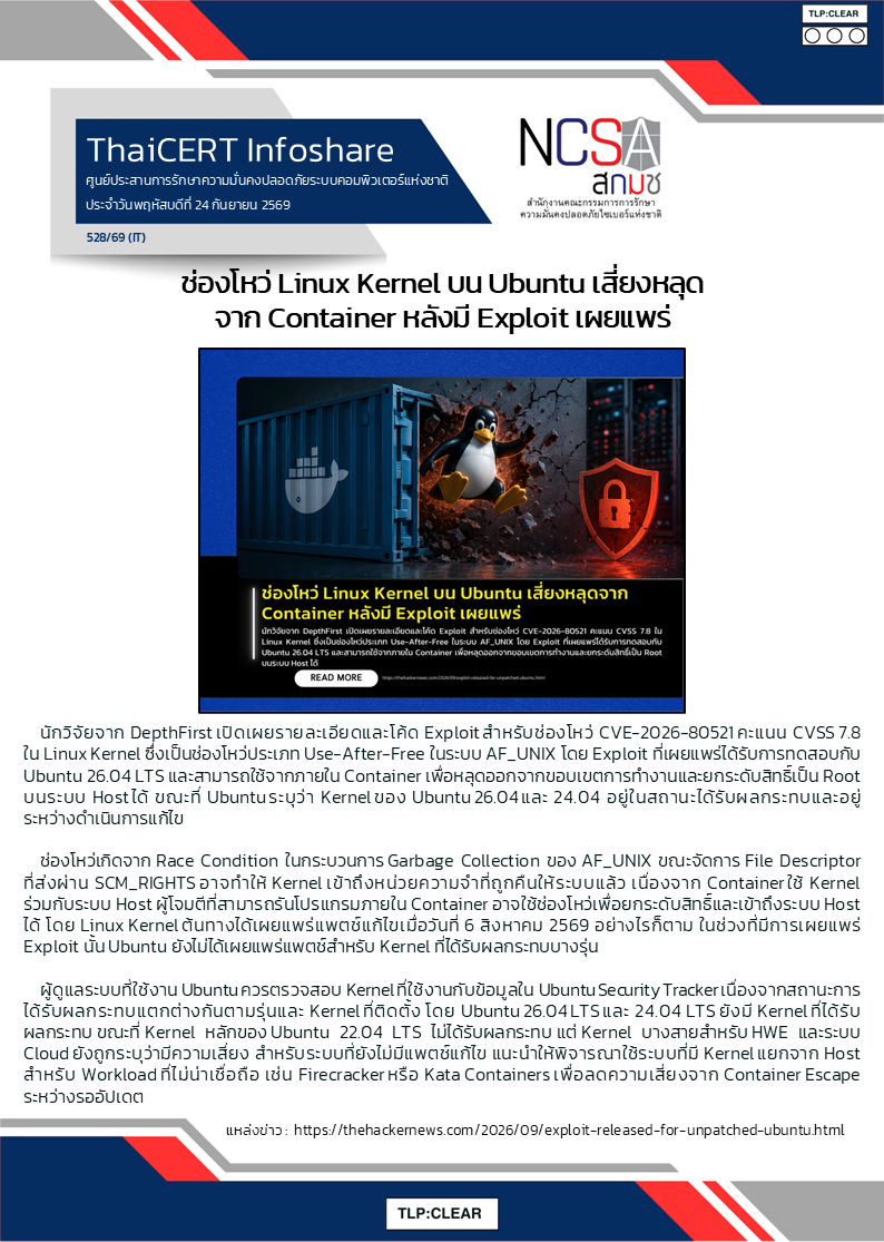 ช่องโหว่ Linux Kernel บน Ubuntu เสี่ยงหลุดจาก Container หลังม.png