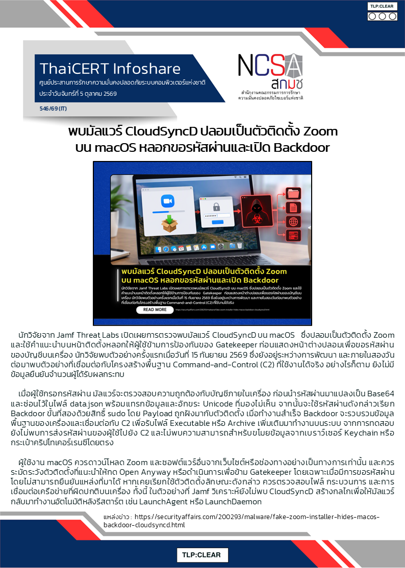 พบมัลแวร์ CloudSyncD ปลอมเป็นตัวติดตั้ง Zoom บน macOS หล.png