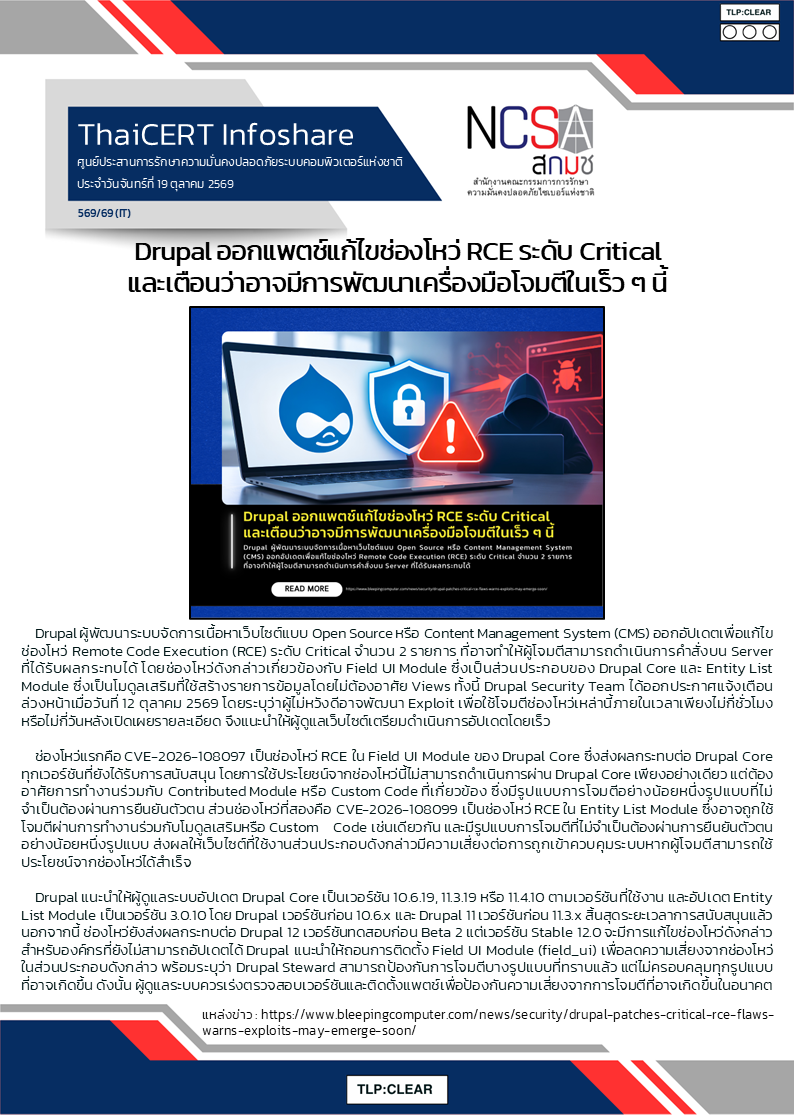 Drupal ออกแพตช์แก้ไขช่องโหว่ RCE ระดับ Critical และเตื.png