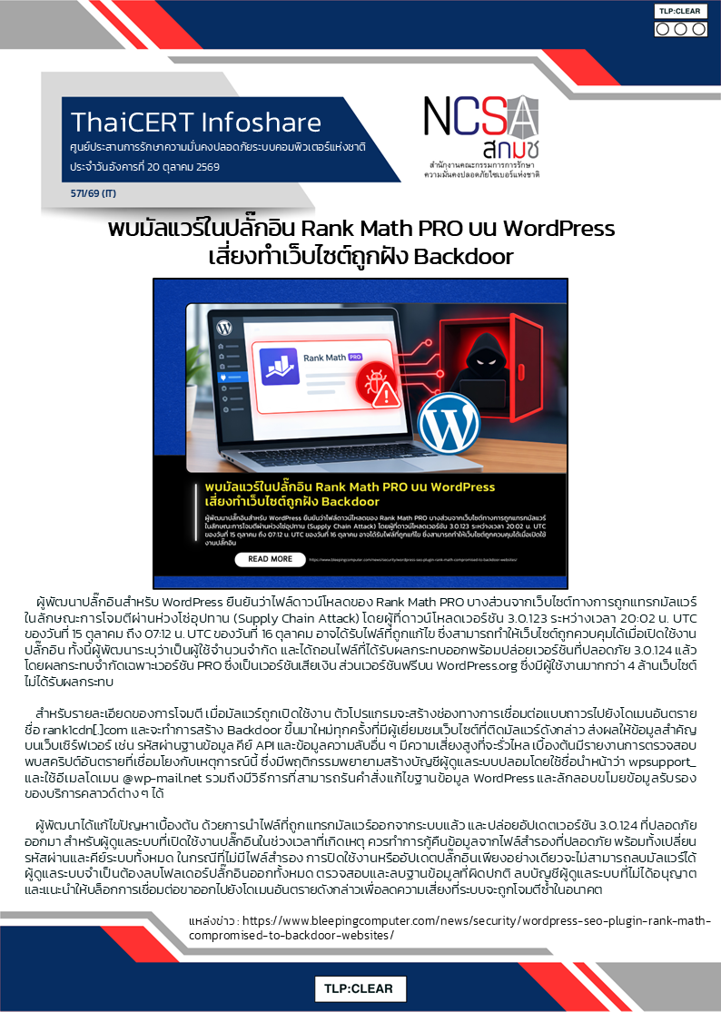 พบมัลแวร์ในปลั๊กอิน Rank Math PRO บน WordPress เสี่ยงทำเว.png