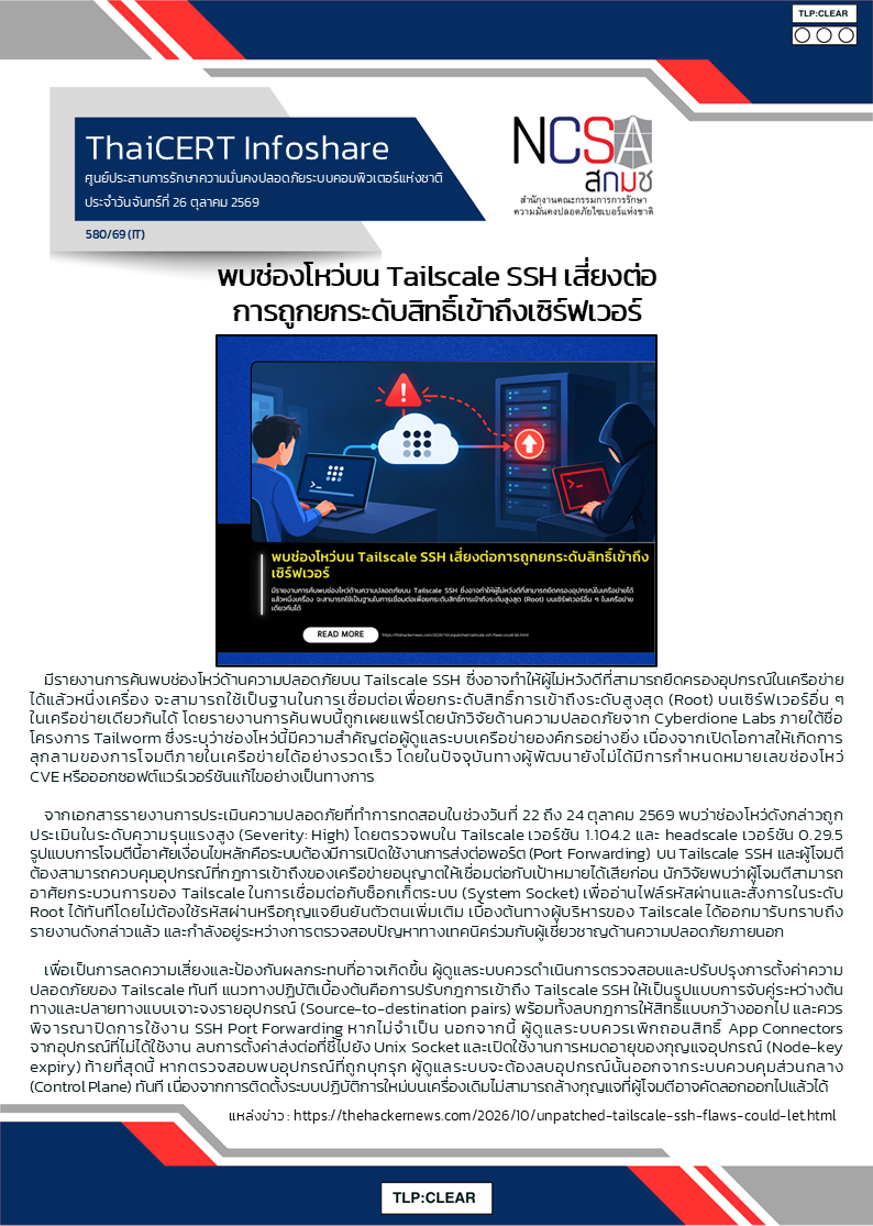พบช่องโหว่บน Tailscale SSH เสี่ยงต่อการถูกยกระดับ_0.png